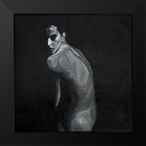 DENUDED Black Modern Wood Framed Art Print by Atelier B Art Studio