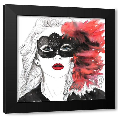 MASKED BALL Black Modern Wood Framed Art Print by Atelier B Art Studio
