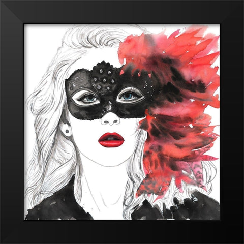MASKED BALL Black Modern Wood Framed Art Print by Atelier B Art Studio