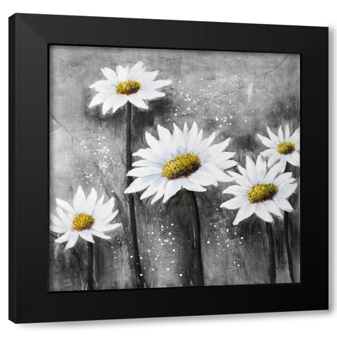 Daisies Black Modern Wood Framed Art Print with Double Matting by Atelier B Art Studio