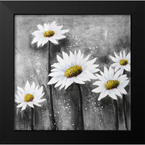 Daisies Black Modern Wood Framed Art Print by Atelier B Art Studio