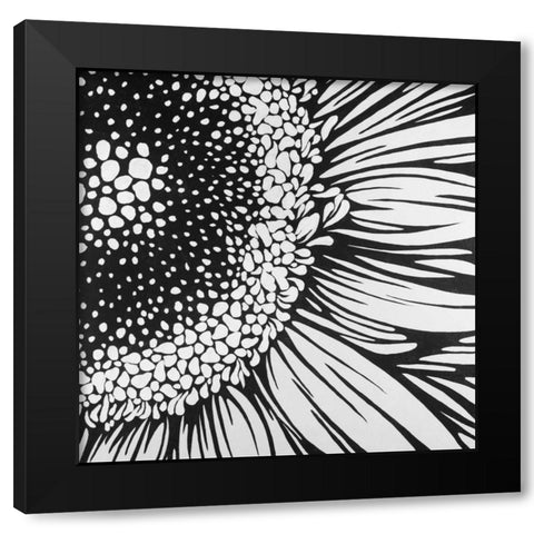 Gerbera Flower Outline Style Black Modern Wood Framed Art Print with Double Matting by Atelier B Art Studio