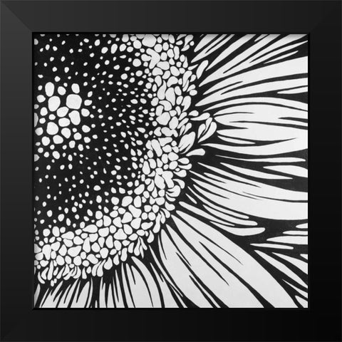 Gerbera Flower Outline Style Black Modern Wood Framed Art Print by Atelier B Art Studio
