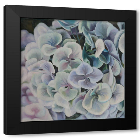 Colorful Hydrangea Flowers Black Modern Wood Framed Art Print by Atelier B Art Studio