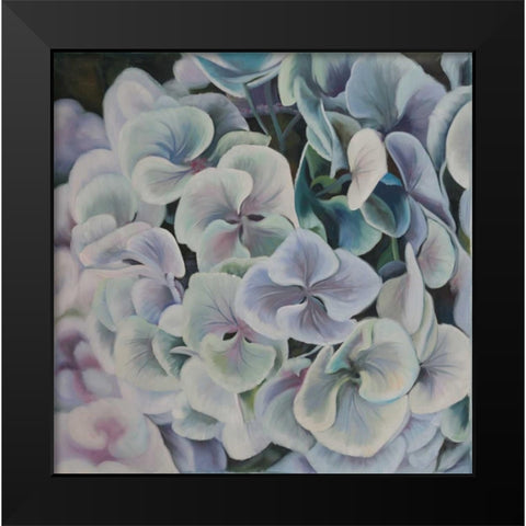 Colorful Hydrangea Flowers Black Modern Wood Framed Art Print by Atelier B Art Studio