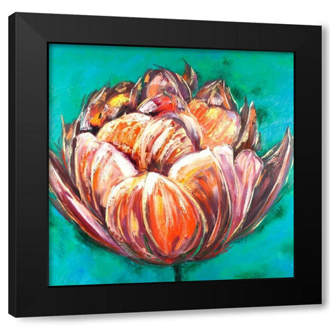 Abstract Double Tulips Flower Black Modern Wood Framed Art Print with Double Matting by Atelier B Art Studio