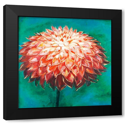 Abstract Dahlia Flower Black Modern Wood Framed Art Print with Double Matting by Atelier B Art Studio