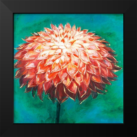Abstract Dahlia Flower Black Modern Wood Framed Art Print by Atelier B Art Studio