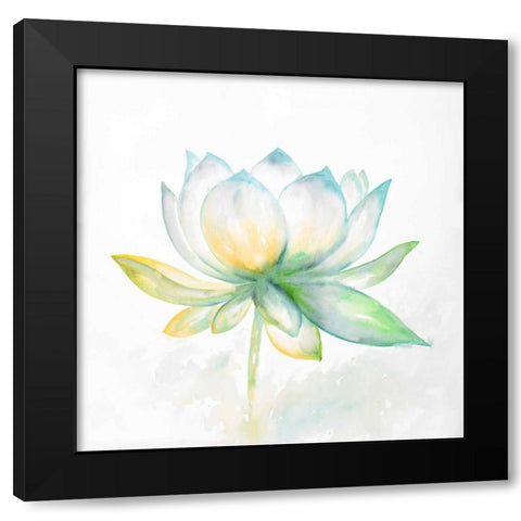 Lotus Flower Black Modern Wood Framed Art Print with Double Matting by Atelier B Art Studio