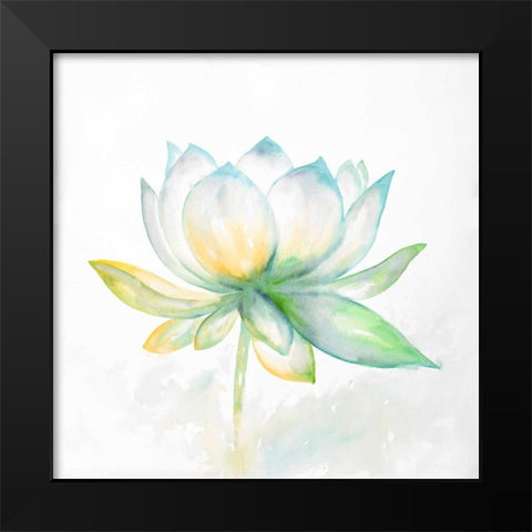 Lotus Flower Black Modern Wood Framed Art Print by Atelier B Art Studio