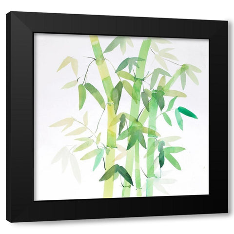WATERCOLOR BAMBOO WITH LEAVES Black Modern Wood Framed Art Print by Atelier B Art Studio