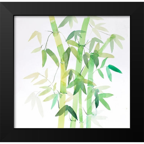 WATERCOLOR BAMBOO WITH LEAVES Black Modern Wood Framed Art Print by Atelier B Art Studio