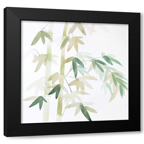 WATERCOLOR BAMBOO LEAVES AND BRANCHES Black Modern Wood Framed Art Print by Atelier B Art Studio