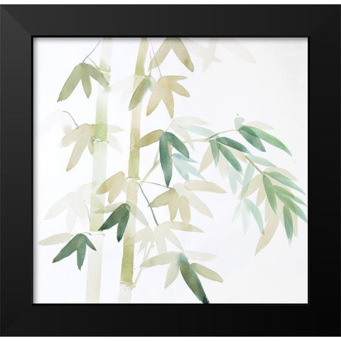 WATERCOLOR BAMBOO LEAVES AND BRANCHES Black Modern Wood Framed Art Print by Atelier B Art Studio