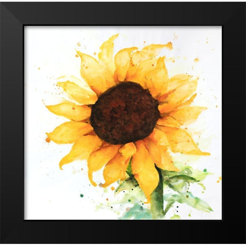 SUNFLOWER Black Modern Wood Framed Art Print by Atelier B Art Studio