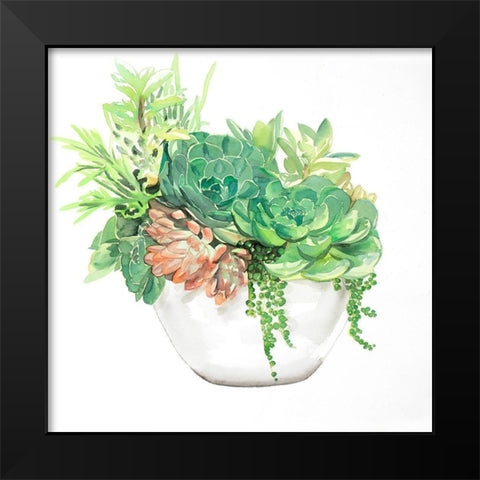 SUCCULENT ASSORTMENT IN A POT Black Modern Wood Framed Art Print by Atelier B Art Studio