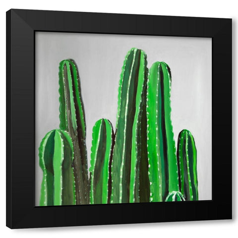 CACTUS CANDLES Black Modern Wood Framed Art Print by Atelier B Art Studio