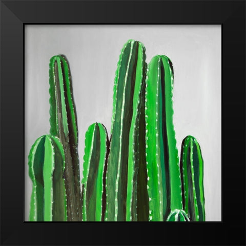 CACTUS CANDLES Black Modern Wood Framed Art Print by Atelier B Art Studio