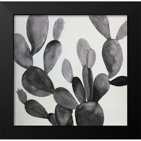 GRAYSCALE CACTUS Black Modern Wood Framed Art Print by Atelier B Art Studio
