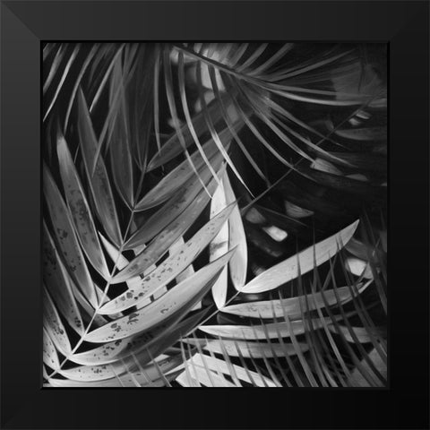 MONOCHROME TROPICALS LEAVES Black Modern Wood Framed Art Print by Atelier B Art Studio