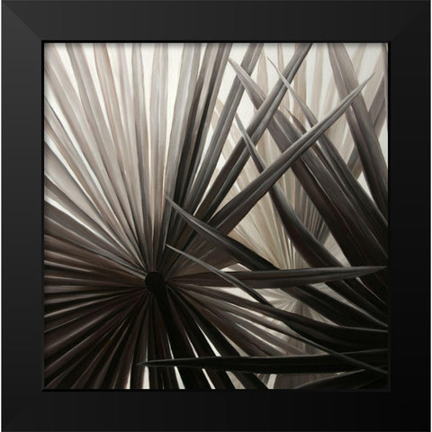 GRAYSCALE TROPICAL PLANTS Black Modern Wood Framed Art Print by Atelier B Art Studio