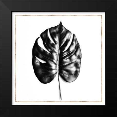 SPLIT LEAF PHILODENDRON WITH GOLD LINES Black Modern Wood Framed Art Print by Atelier B Art Studio