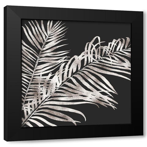 TROPICAL GOLD LEAVES Black Modern Wood Framed Art Print by Atelier B Art Studio