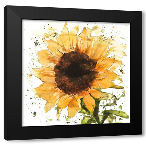 BIG SUNFLOWER Black Modern Wood Framed Art Print by Atelier B Art Studio