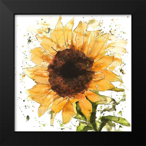 BIG SUNFLOWER Black Modern Wood Framed Art Print by Atelier B Art Studio