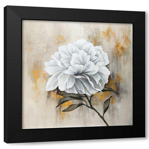 WHITE PEONY Black Modern Wood Framed Art Print by Atelier B Art Studio