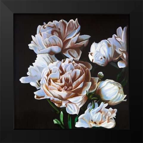 PEONIES Black Modern Wood Framed Art Print by Atelier B Art Studio