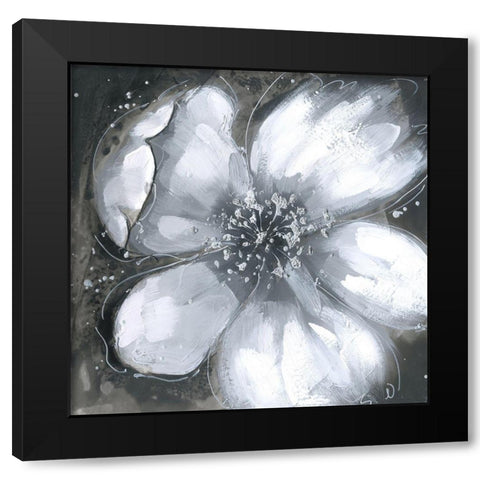 Abstract white orchid Black Modern Wood Framed Art Print with Double Matting by Atelier B Art Studio