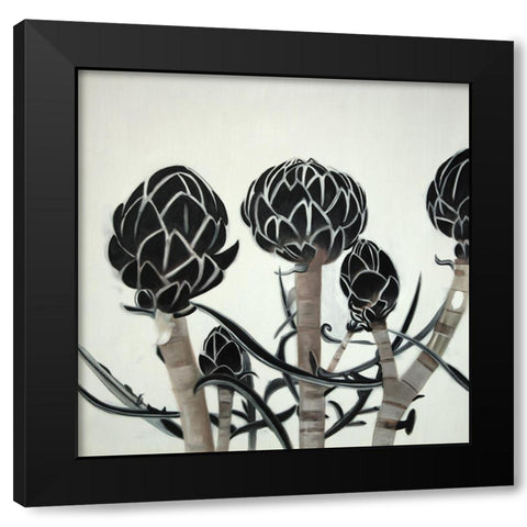 ARTICHOKE Black Modern Wood Framed Art Print by Atelier B Art Studio