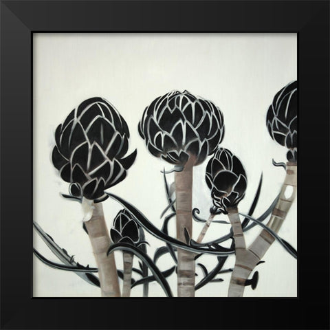 ARTICHOKE Black Modern Wood Framed Art Print by Atelier B Art Studio