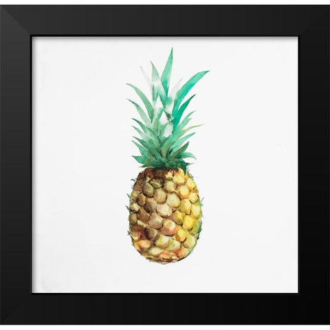 Watercolor Pineapple Black Modern Wood Framed Art Print by Atelier B Art Studio