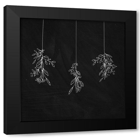 MISTLETOE Black Modern Wood Framed Art Print by Atelier B Art Studio