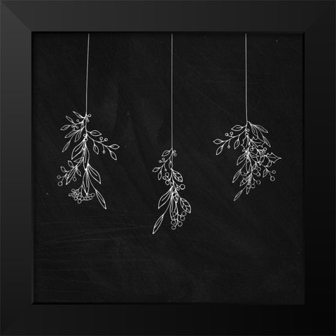 MISTLETOE Black Modern Wood Framed Art Print by Atelier B Art Studio