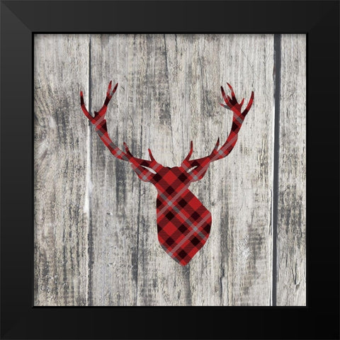 WOOD AND DEER Black Modern Wood Framed Art Print by Atelier B Art Studio