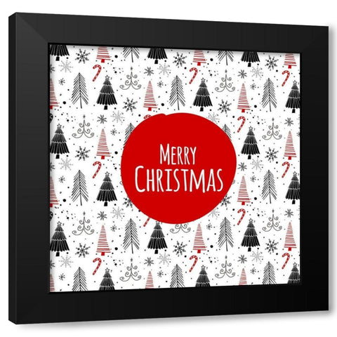 MERRY CHRISTMAS - EN Black Modern Wood Framed Art Print with Double Matting by Atelier B Art Studio