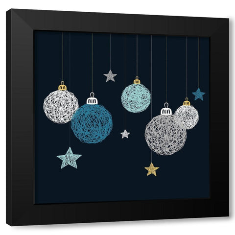 CHRISTMAS BALL VECTOR Black Modern Wood Framed Art Print with Double Matting by Atelier B Art Studio