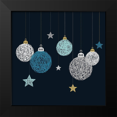 CHRISTMAS BALL VECTOR Black Modern Wood Framed Art Print by Atelier B Art Studio