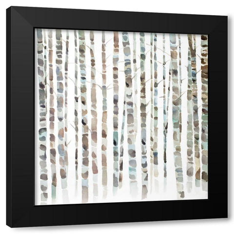 WATERCOLOR BIRCH TREE FOREST Black Modern Wood Framed Art Print with Double Matting by Atelier B Art Studio