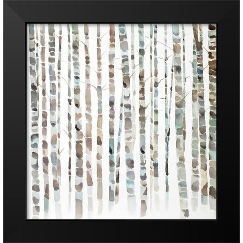 WATERCOLOR BIRCH TREE FOREST Black Modern Wood Framed Art Print by Atelier B Art Studio
