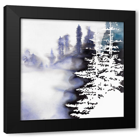 SILHOUETTE OF A FOREST Black Modern Wood Framed Art Print by Atelier B Art Studio