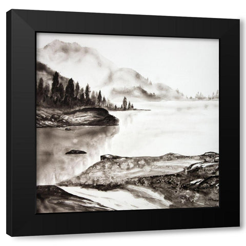 PEACEFUL LANDSCAPE Black Modern Wood Framed Art Print by Atelier B Art Studio