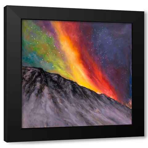 Aurora Borealis in the Mountain Black Modern Wood Framed Art Print by Atelier B Art Studio