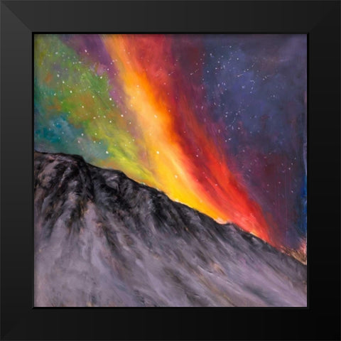 Aurora Borealis in the Mountain Black Modern Wood Framed Art Print by Atelier B Art Studio