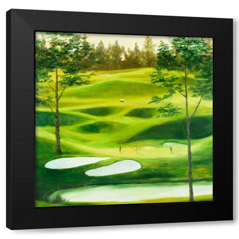 Big Golf Course Black Modern Wood Framed Art Print with Double Matting by Atelier B Art Studio