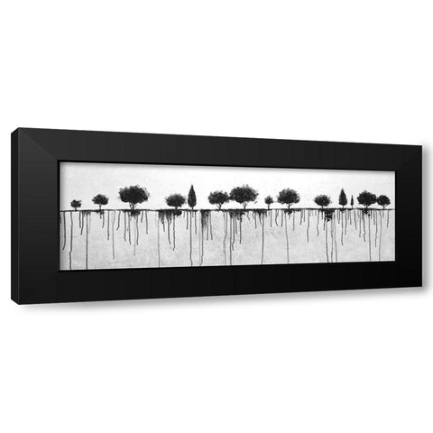 INK BLEEDING TREES Black Modern Wood Framed Art Print with Double Matting by Atelier B Art Studio