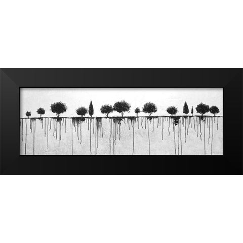 INK BLEEDING TREES Black Modern Wood Framed Art Print by Atelier B Art Studio